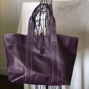 J. McLaughlin Large Purple Leather Tote